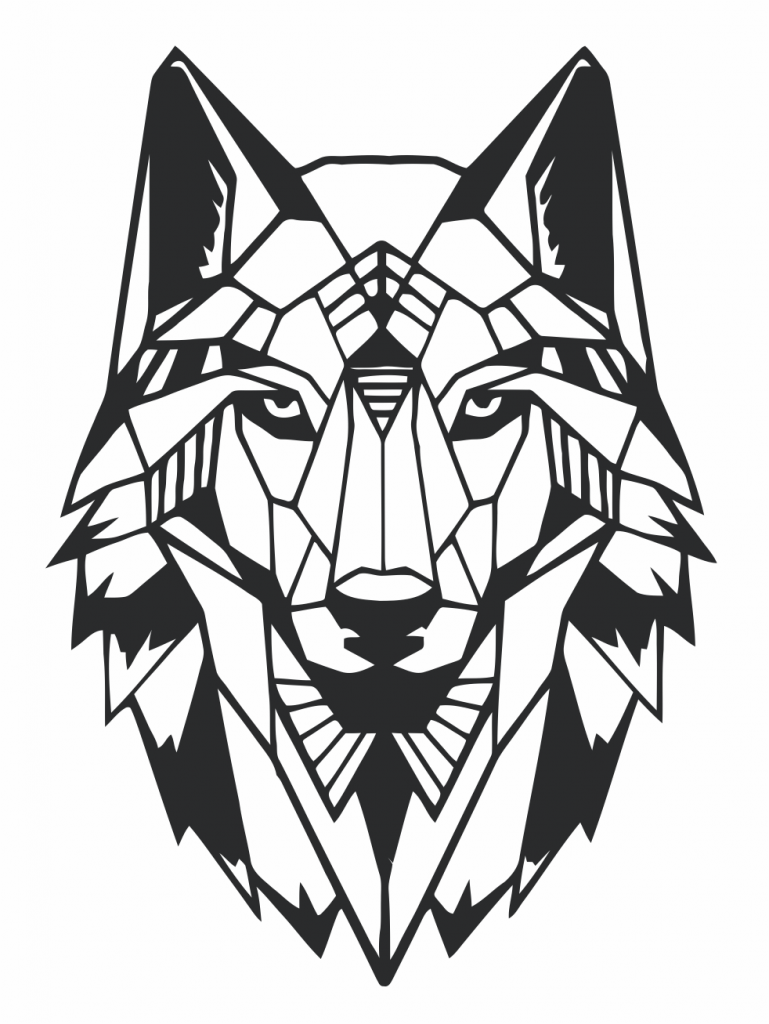 Cara de lobo geométrico — vector para corte CNC