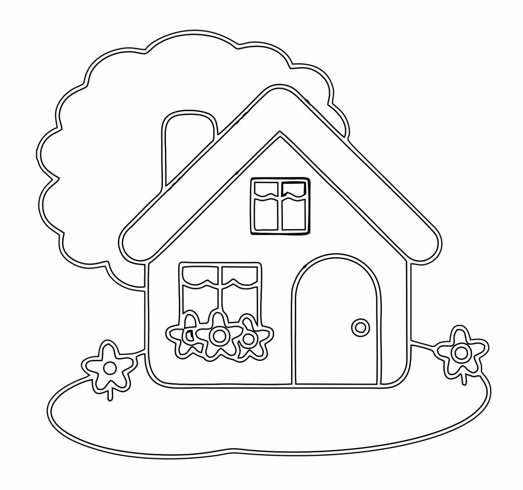 Casa con flores — vector para corte CNC