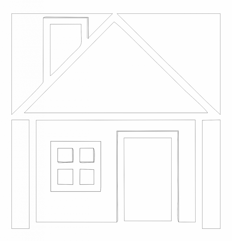 Casa «Puerta y ventana» — vector para corte CNC