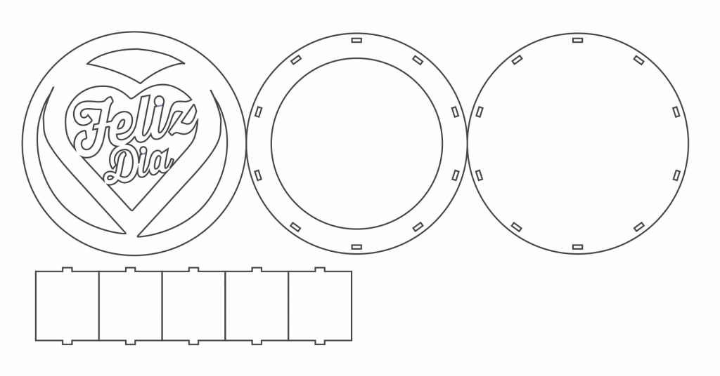 Caja redonda «Feliz día» — vector para corte CNC