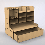 Organizador vertical con cajón - Vector descarganle para corte CNC y grabado laser gratis | Stanser