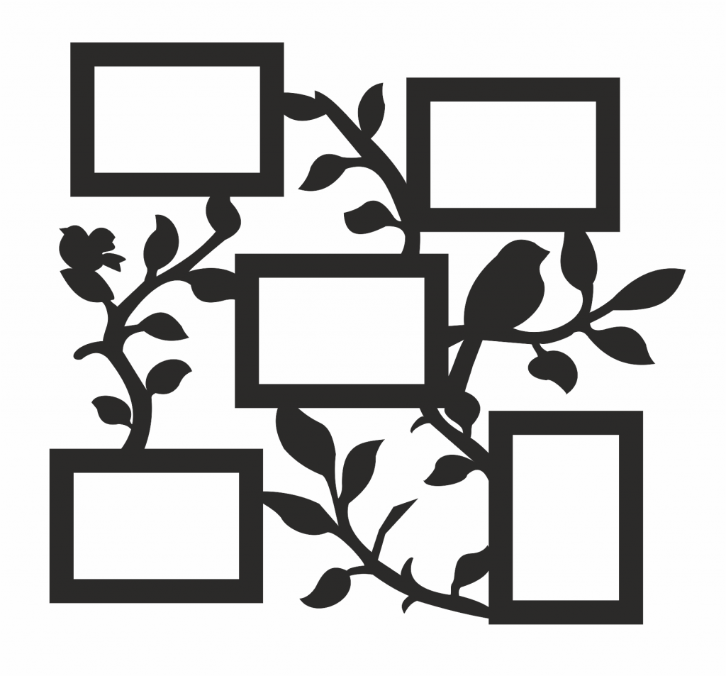 Marco «Ramas y pájaros» — vector para corte CNC