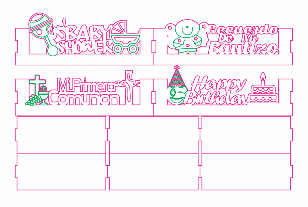 Caja calada para celebraciones — vector para corte CNC