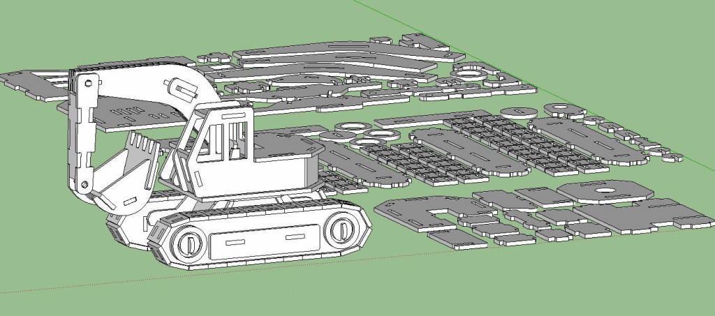 Excavadora 3D — vector para corte CNC