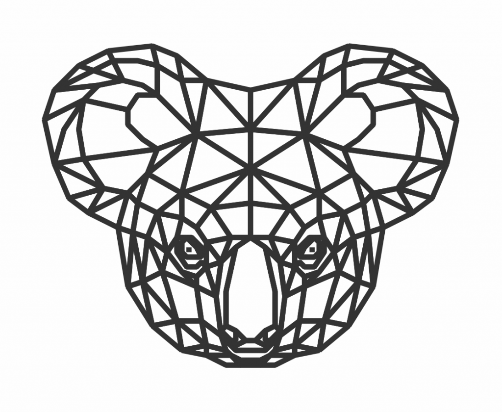 Cabeza de Koala Geométrico — vector para corte CNC