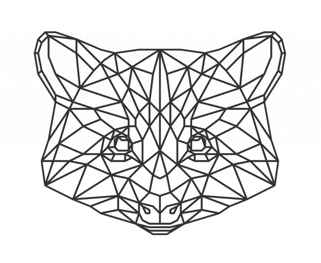Cabeza de Mapache Geométrica — vector para corte CNC