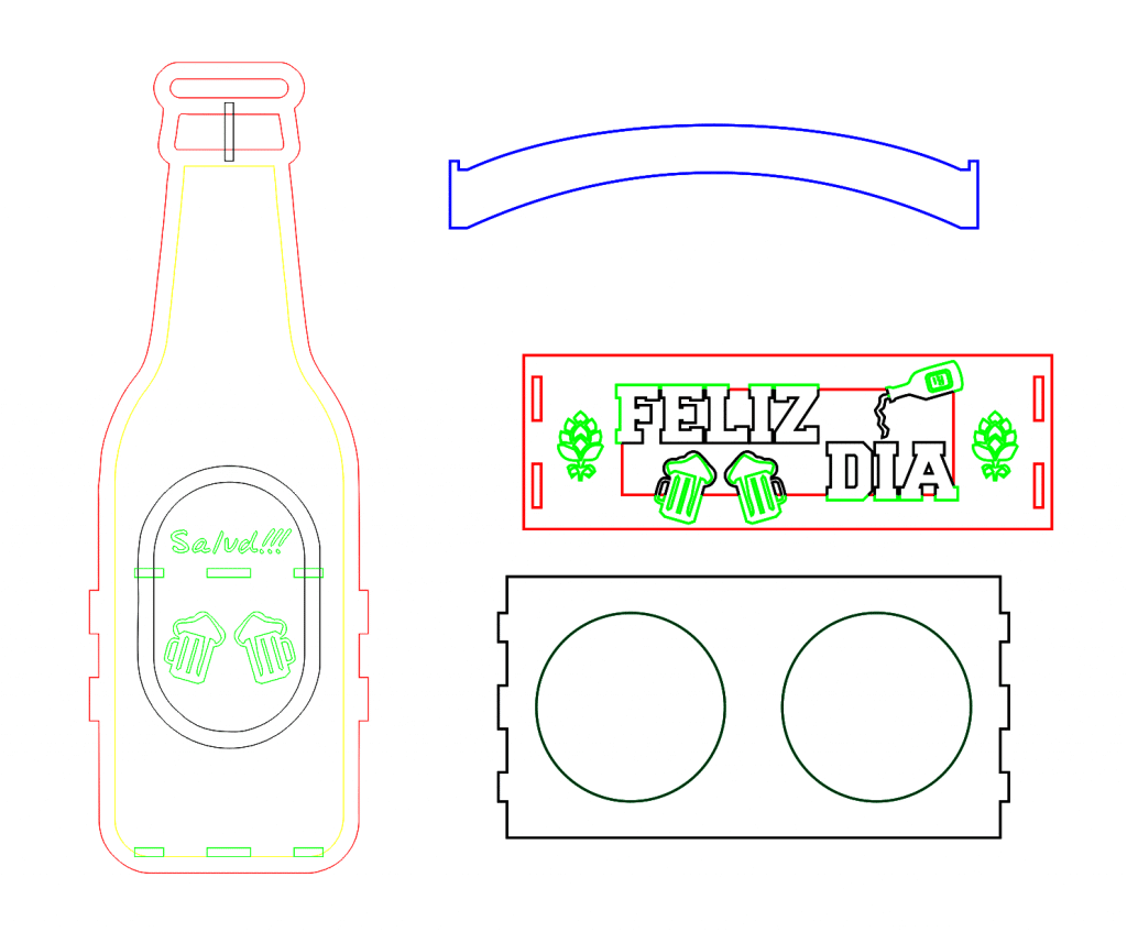 Portacervezas (2 espacios) — vector para corte CNC