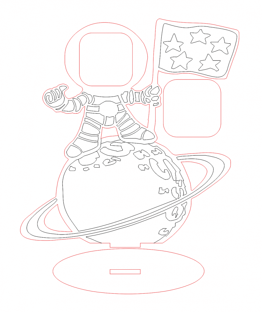 Portarretratos astronauta — vector para corte CNC