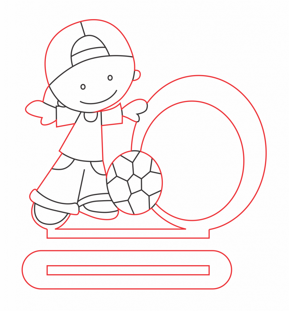 Niño jugando fútbol — vector para corte CNC