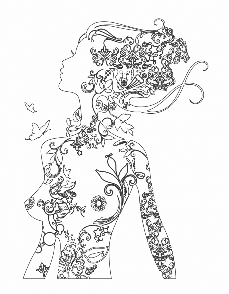 Silueta de mujer «Naturaleza» — vector para corte CNC