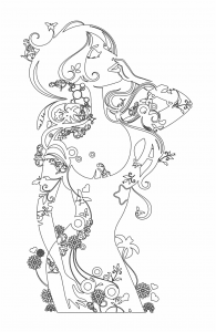 Silueta de mujer «Flores y mariposas»