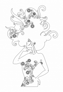 Silueta de mujer «Cabello de flores»