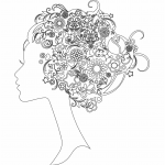 Silueta femenina "Flores y estrellas" - Vector descarganle para corte CNC y grabado laser gratis | Stanser