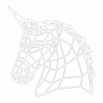 Cabeza de unicornio geométrico - Vector descarganle para corte CNC y grabado laser gratis | Stanser