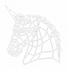 Cabeza de unicornio geométrico