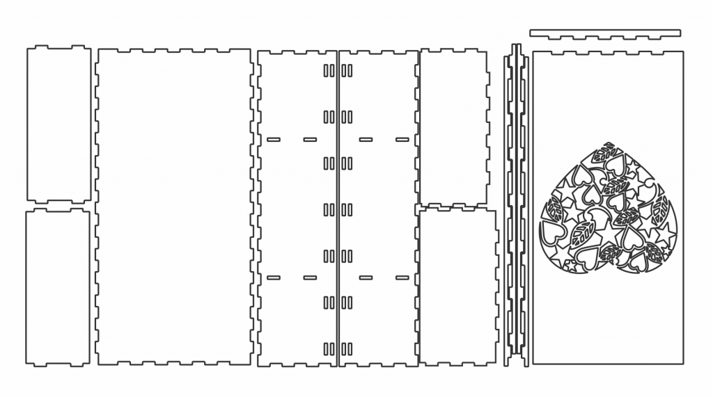 Caja con Corazón «Hojas» — vector para corte CNC