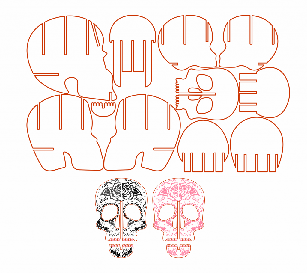 Calavera Mexicana 3D — vector para corte CNC