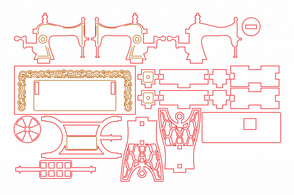 Máquina de coser 3D — vector para corte CNC