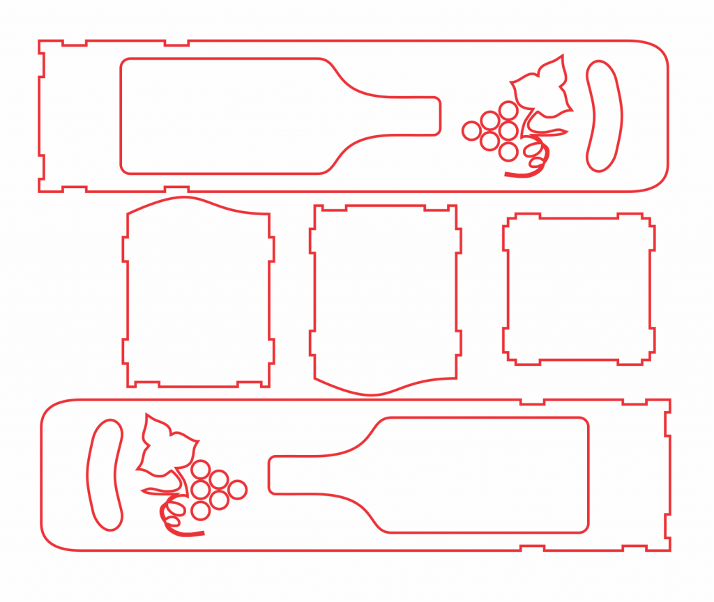 Caja para vino «Uvas» — vector para corte CNC