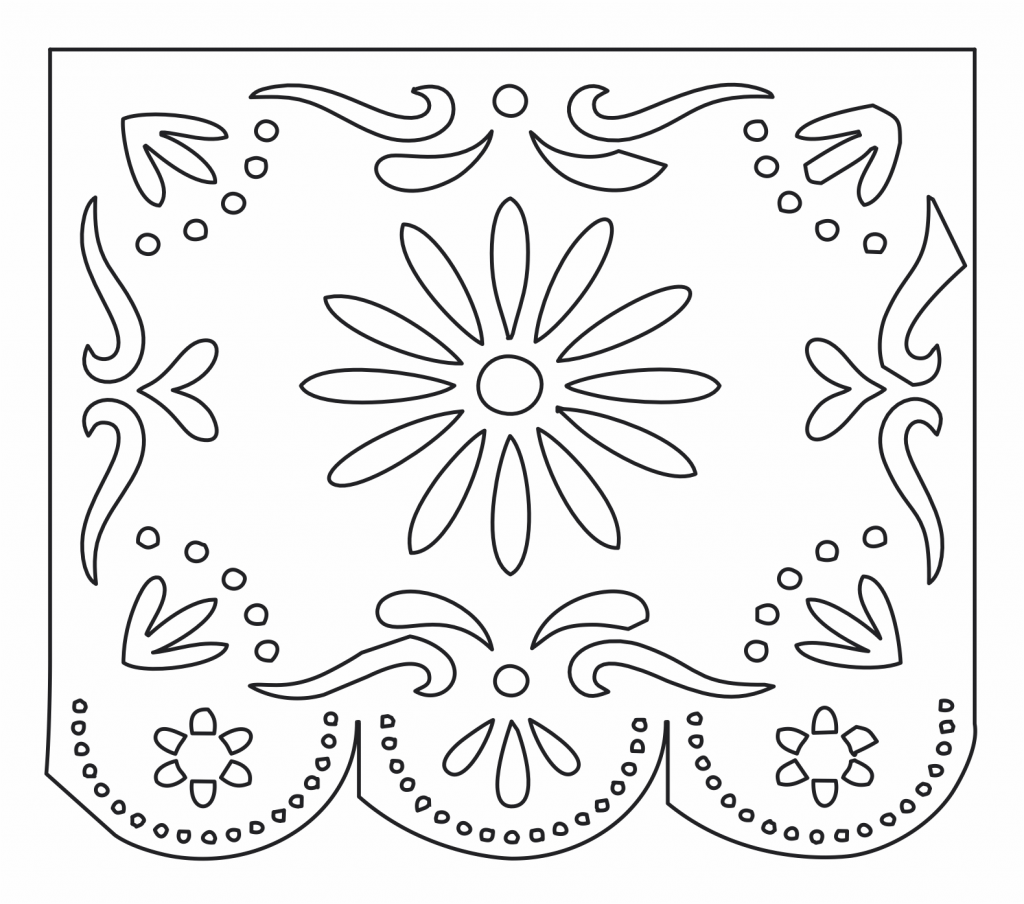 Papel picado «Flores» — vector para corte CNC