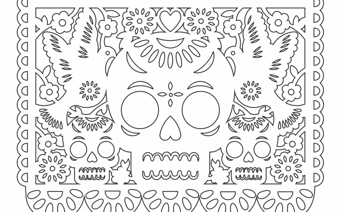 Papel picado «Calaveras y palomas»