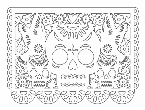 Papel picado «Calaveras y palomas»