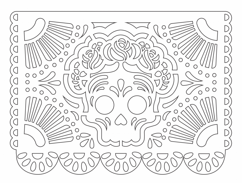 Papel picado «Corona de flores» — vector para corte CNC