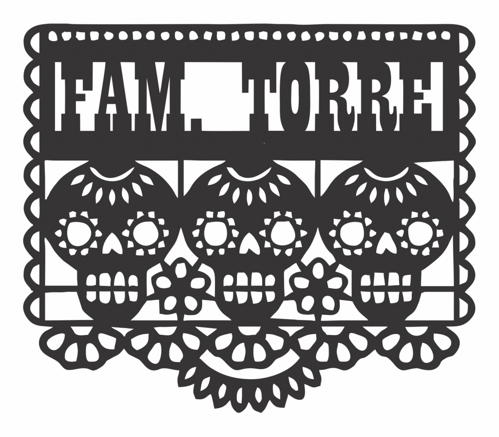 Papel picado «Familia y calaveras» — vector para corte CNC