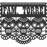 Papel picado "Familia y calaveras" - Vector descarganle para corte CNC y grabado laser gratis | Stanser