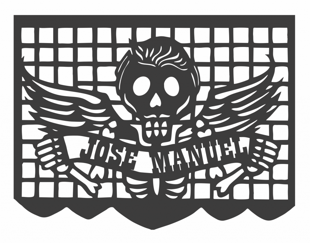 Papel picado «Calavera con alas» — vector para corte CNC