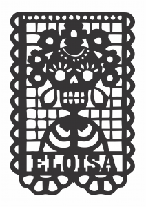 Papel picado «Calavera con corona de flores»