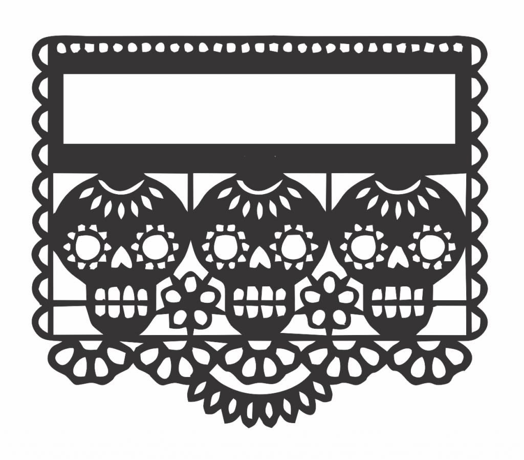 Papel picado «3 calaveras» — vector para corte CNC