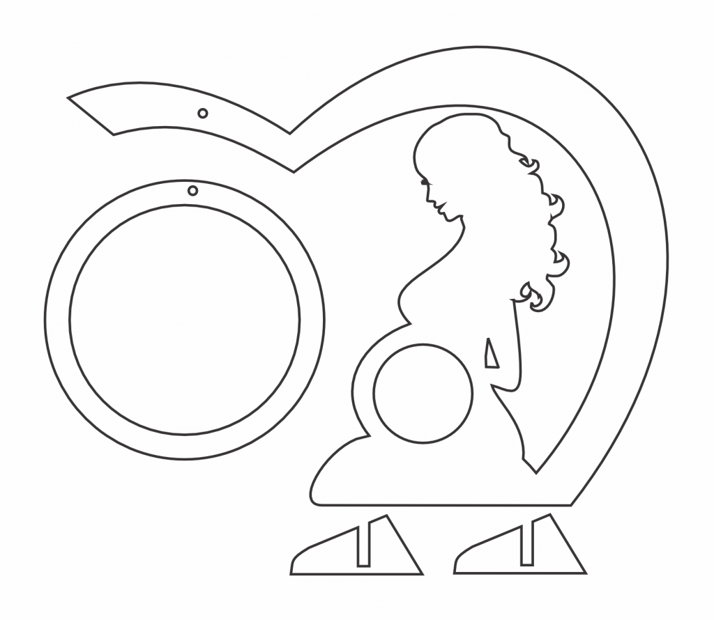 Portarretrato colgante «Embarazada» — vector para corte CNC