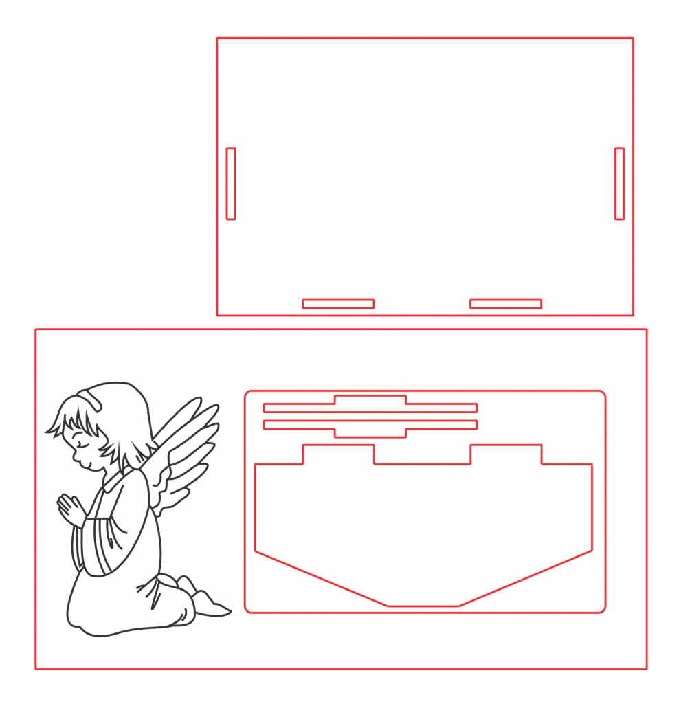 Marco de angelita rezando — vector para corte CNC