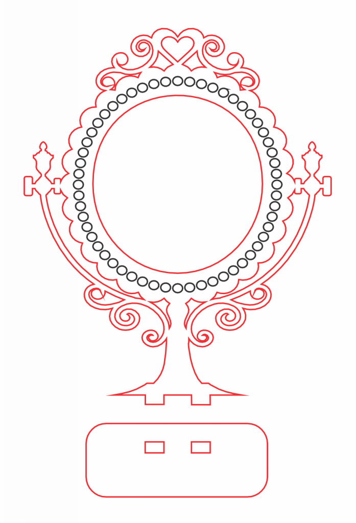 Espejo de tocador redondo — vector para corte CNC
