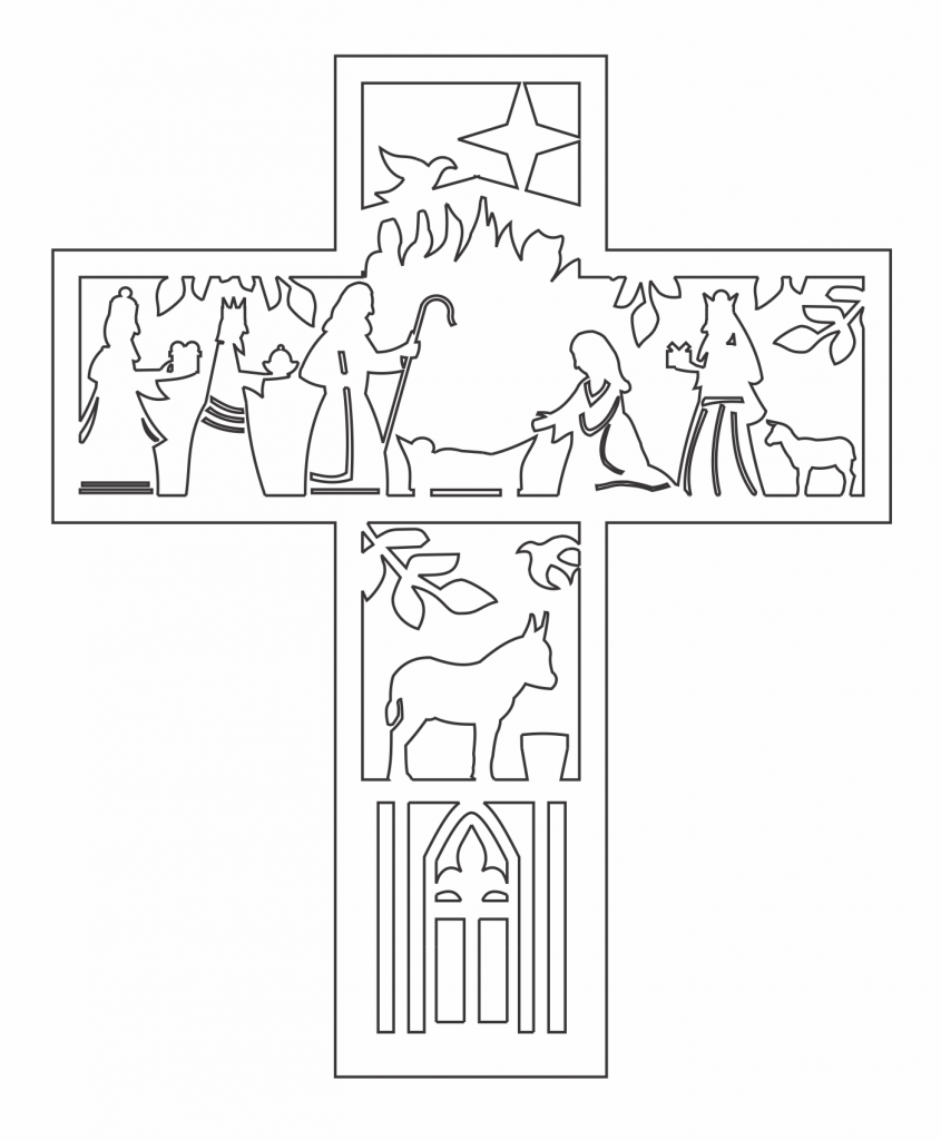 Cruz «Nacimiento de Jesús» — vector para corte CNC