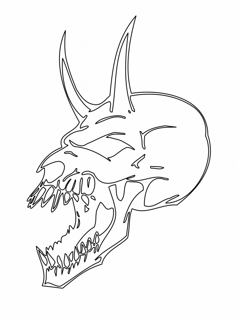 Cráneo con cuernos — vector para corte CNC