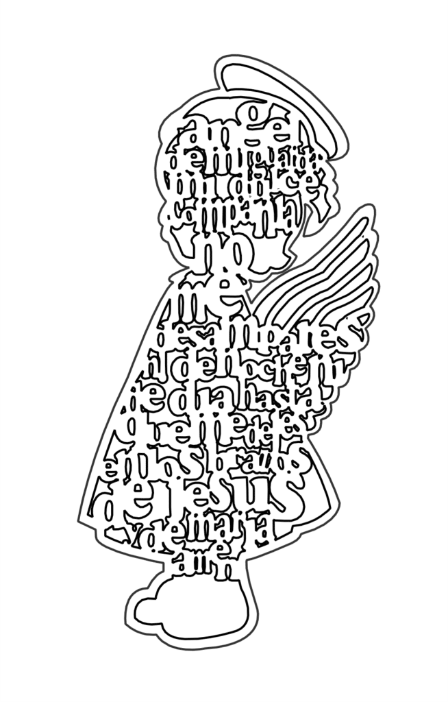 Ángela con oración — vector para corte CNC