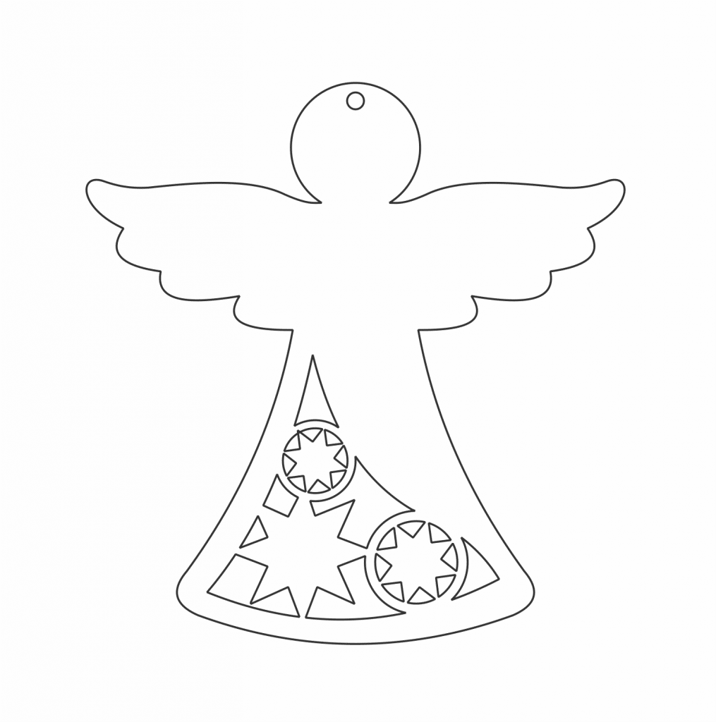 Colgante de ángel navideño — vector para corte CNC