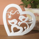 Decoración "Corazón y aves" - Vector descarganle para corte CNC y grabado laser gratis | Stanser