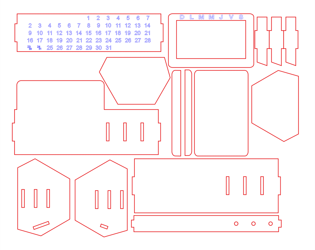 Calendario perpetuo armable — vector para corte CNC