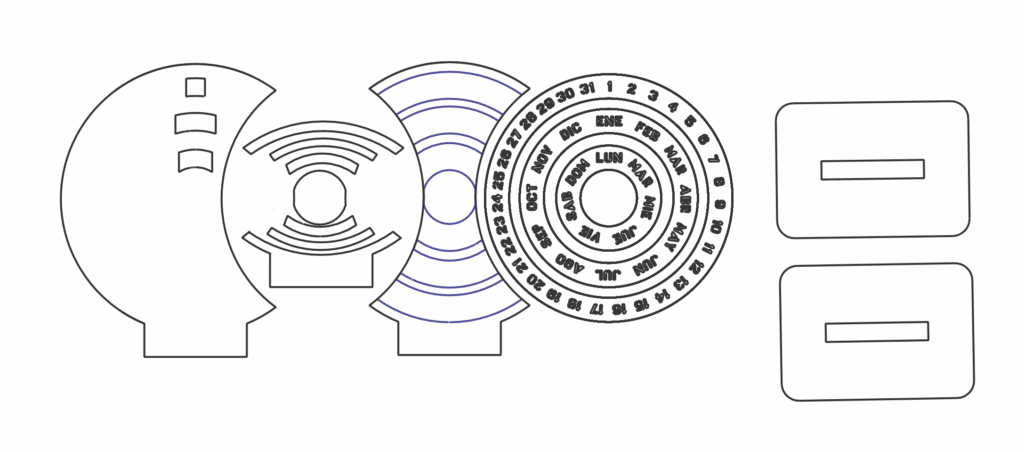 Calendario perpetuo con base — vector para corte CNC