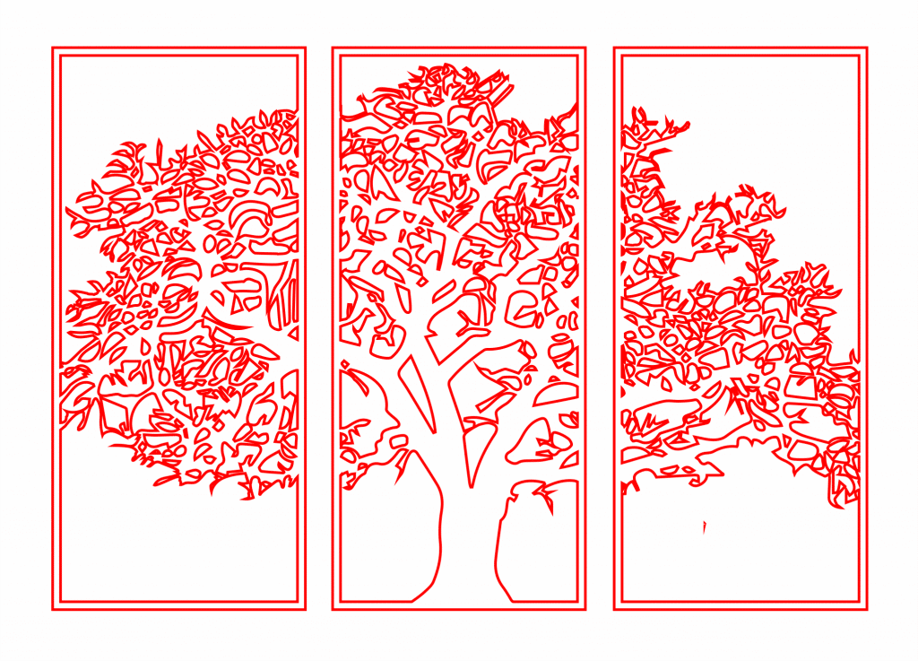 Árbol en tríptico — vector para corte CNC
