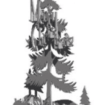 Decoración "Pino en el Bosque" - Vector descarganle para corte CNC y grabado laser gratis | Stanser