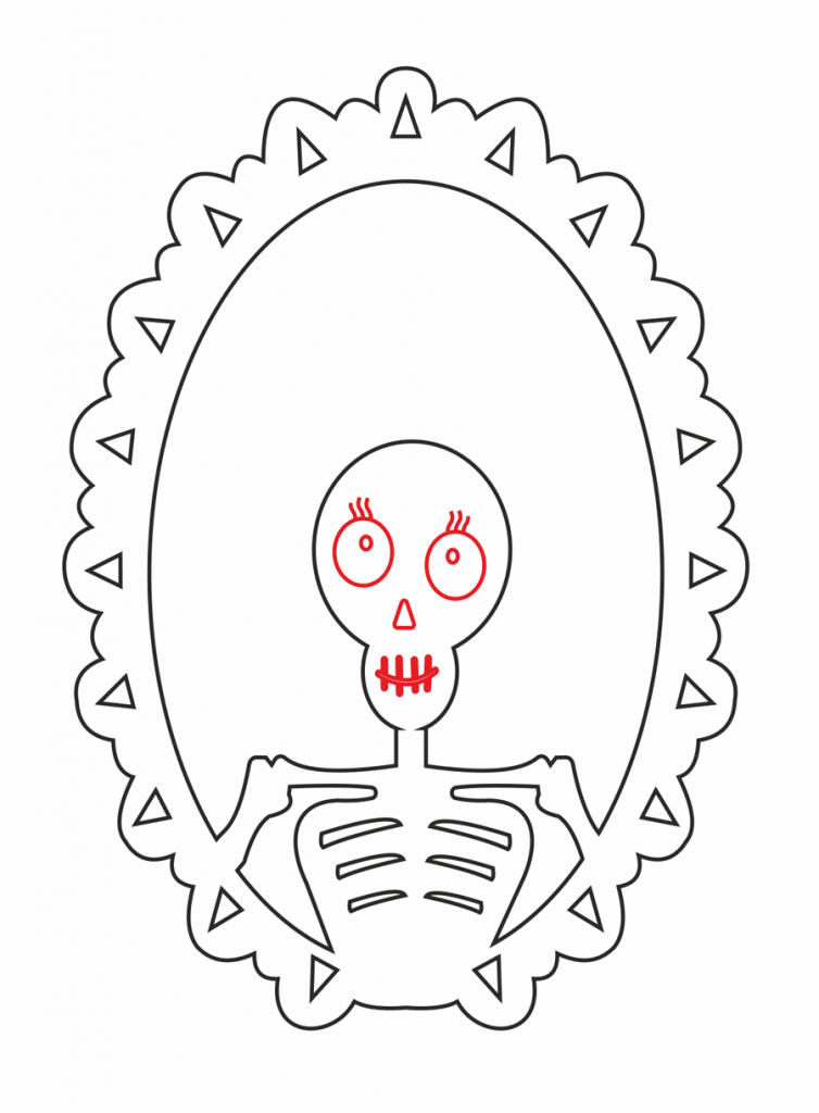 Cuadro calavera (Mujer) — vector para corte CNC