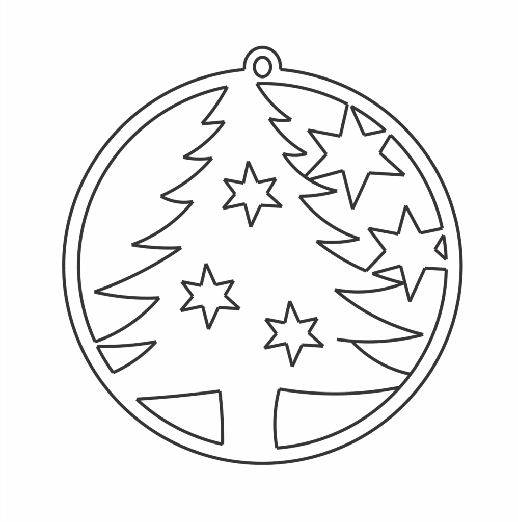 Esfera «Árbol y estrellas» — vector para corte CNC