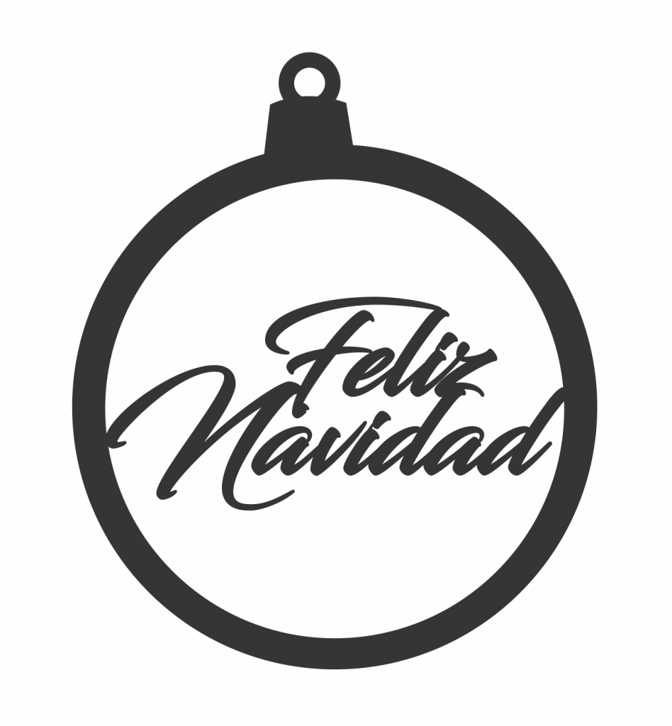 Esfera redonda «Feliz Navidad» — vector para corte CNC