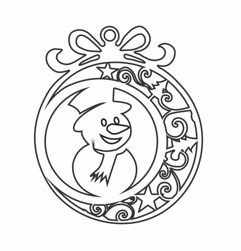 Esfera «Muñeco de nieve sonriente» — vector para corte CNC