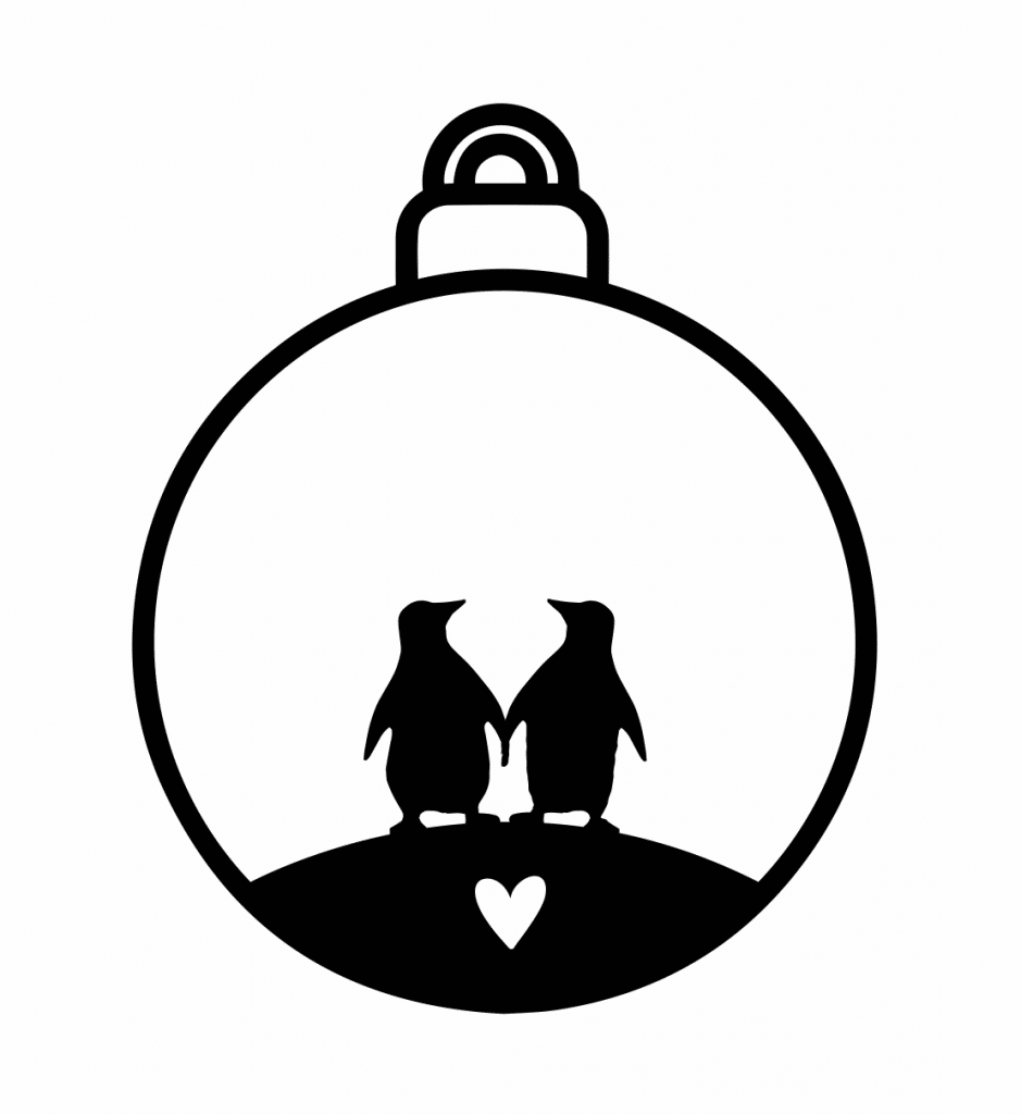 Esfera «Par de pingüinos» — vector para corte CNC
