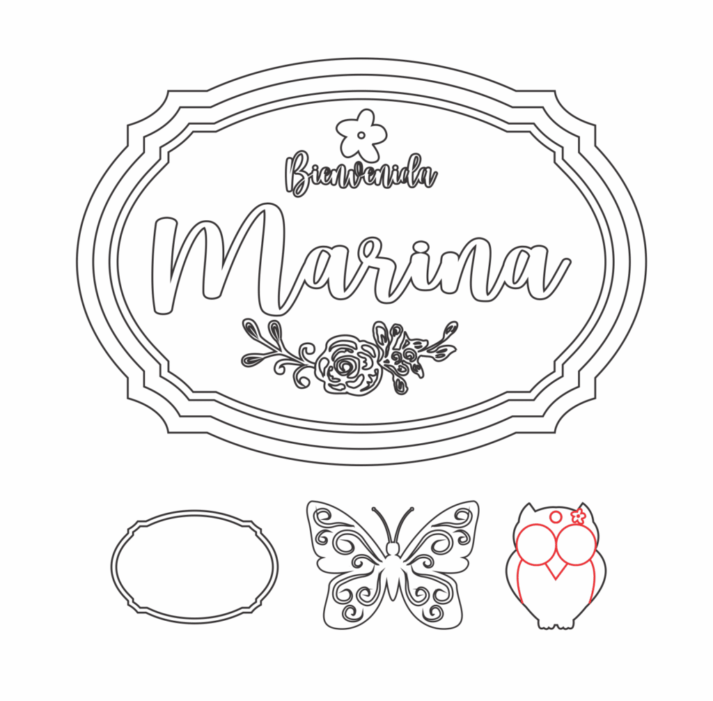 Letrero de bienvenida para niña — vector para corte CNC